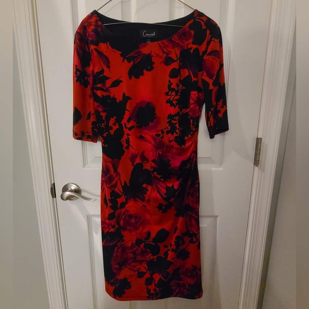 Connected Apparel Floral 3/4 Sleeve Dress